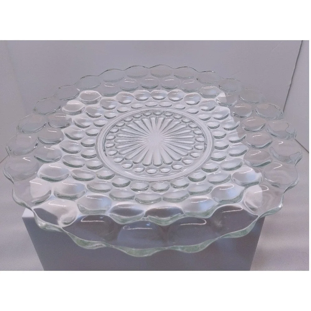 Vintage Anchor Hocking Bubble Glass Clear Serving Plate - 10‎ inch Diameter